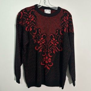 vintage 80s sweater red and black pattern